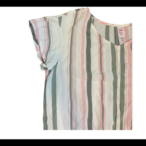 JUSTICE Stripe Print Blouse With Buckle Twist Front Detail Ivory Girls Age 10Y - Picture 3 of 9